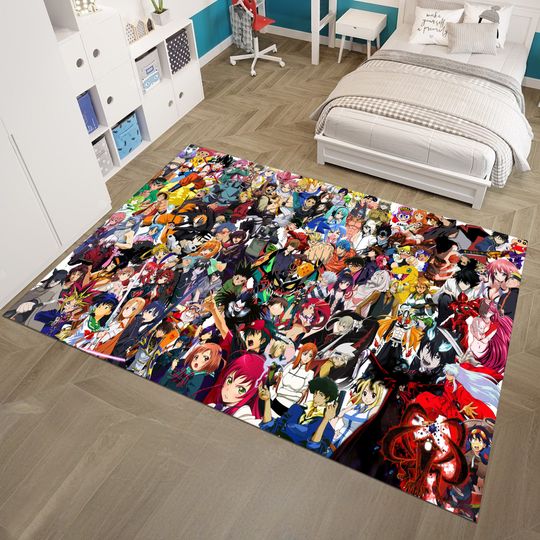 Discover Mixed Anime Rug,Manga Rug,Kawai Rug,Cool Rugs,Colorful Rug,Fantastic Rug,Anime Rug,Anime Decor