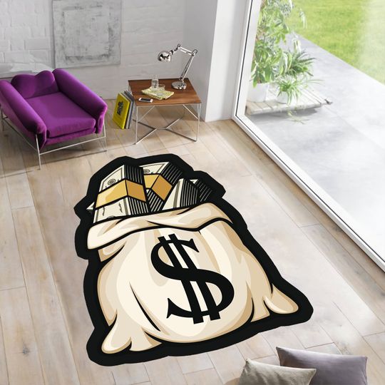 Discover Dollar Rug,Money Rug,Moneybag Rug,Moneybag Shaped Rugs,Rugs for Living Room,Rugs for Bedroom