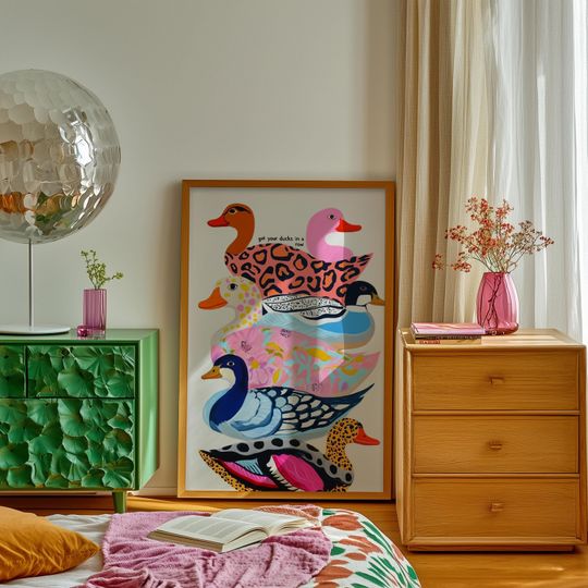 Discover Wall Art, Funny Poster, "Get Your Ducks in a Row" Quote Poster