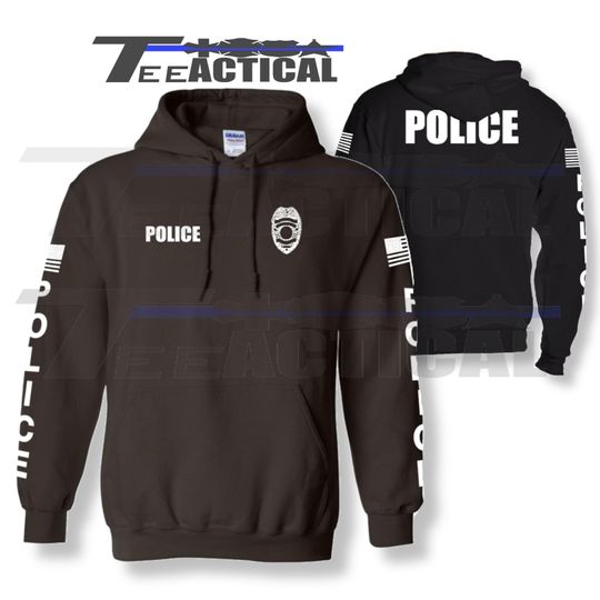 Discover POLICE (or custom) Pull Over Hoodie with a Badge