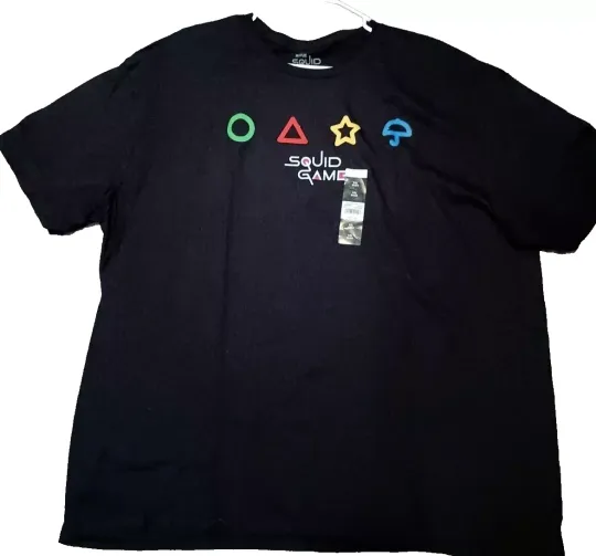 Discover Squid Cosplay Netflix T-Shirt Tee Mens 3XL Black Solid