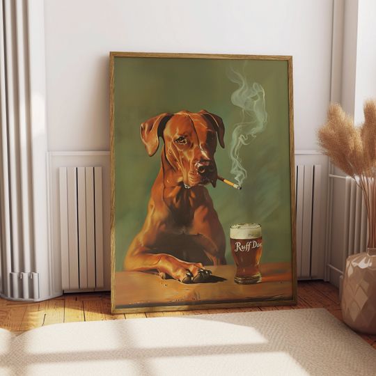 Discover Ruff Day Funny Dog Poster, Vintage Beverage Poster
