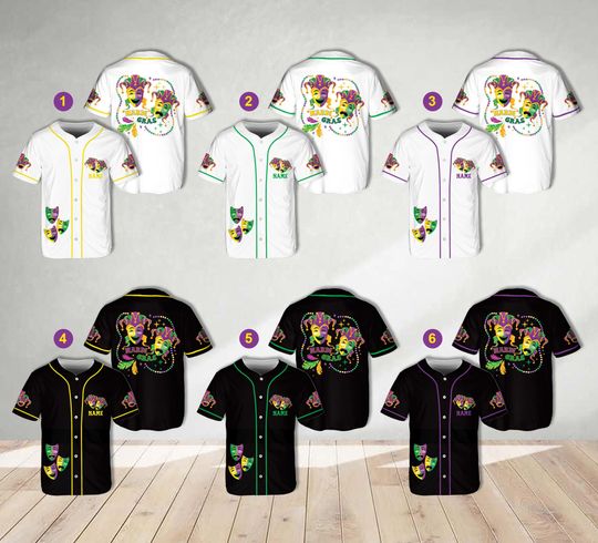 Discover Personalized Mardi Gras Baseball Jersey, Custom Name Fat Tuesday Jersey