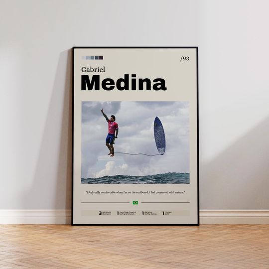 Discover Gabriel Medina Surfing Poster, Surf Art Wall Decor, Surfing Print