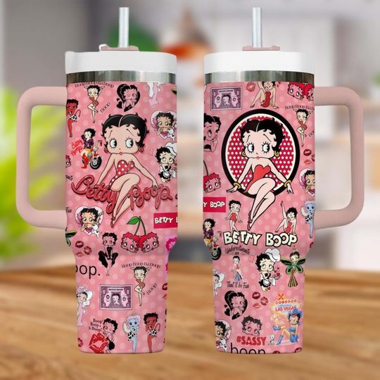 Discover Betty Boop Valentine Tumbler 40oz, Cartoon Tumbler With Straw