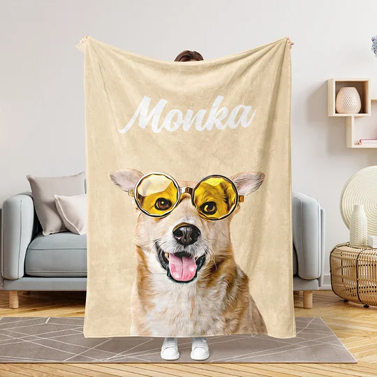 Discover Custom Dog Face Blankets, Personalized Pet Photo Blanket, Fleece Dog Blankets
