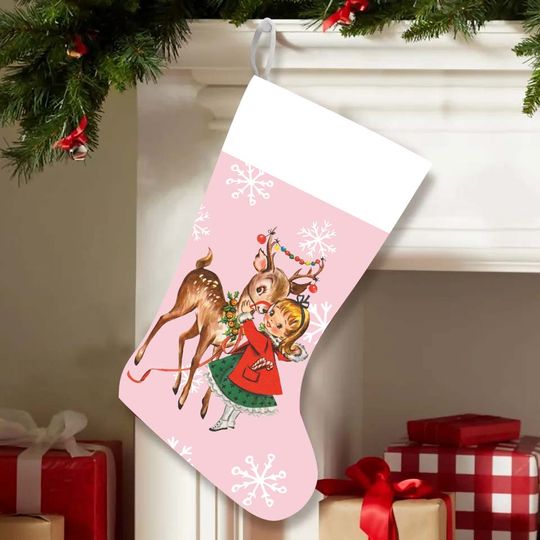 Discover Vintage Reindeer Christmas Stocking.  Modern vintage/ mid century modern