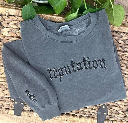 Discover Embroidered reputation Crewneck, rep sweatshirt, music lover Embroidered Sweatshirt