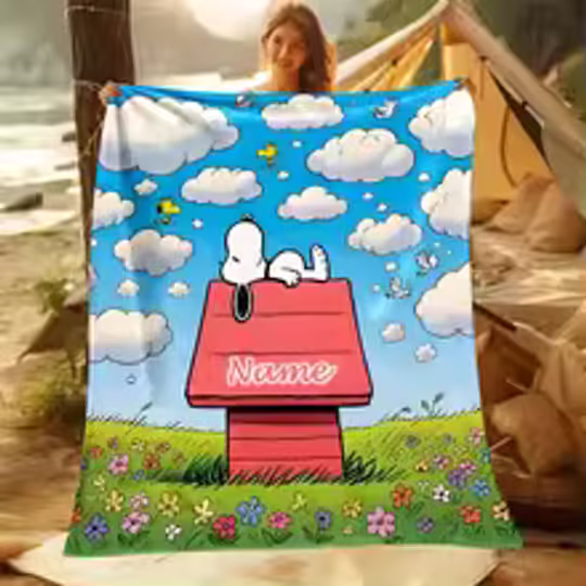 Discover 1PC Customized Name Personalized Blanket Puppy Snoopy Fleece Blanket