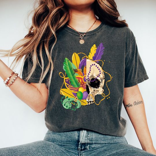 Discover Mardi Gras Skull Shirt, Womens Mardi Gras Carnival Shirt