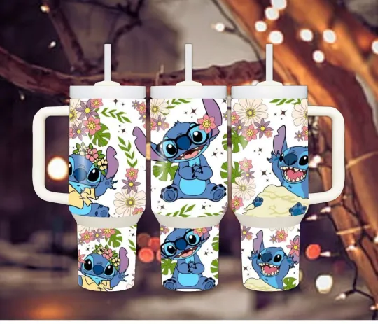 Discover 40oz Nerdy Blue Alien  Tumbler straw, lid