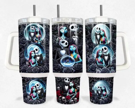 Discover 40oz Nightmare Tumbler with handle,straw, lid