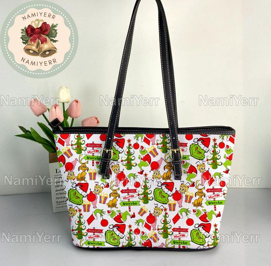 Discover The funny character Christmas Personalized Leather Tote Bag