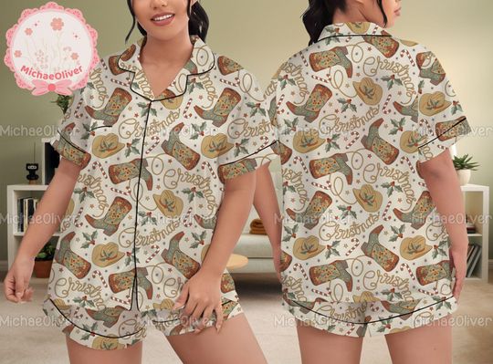 Discover Western Christmas Women's Pajamas Short Set, Western Pyjamas Set, Pajamas Set