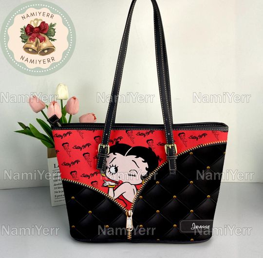 Discover Betty Boop Christmas Personalized Leather Tote Bag