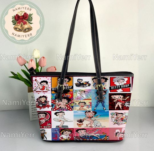 Discover Betty Boop Christmas Personalized Leather Tote Bag