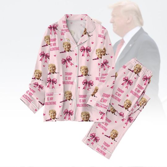 Discover Bow Coquette Trump Is My Valentine Womens Pajamas Set, Trump Valentine Day Pajamas