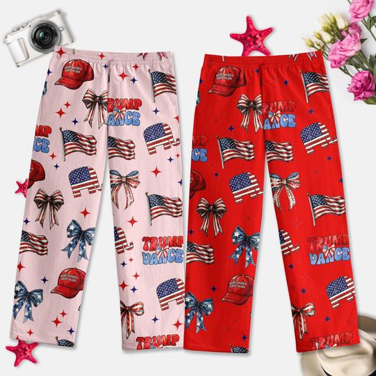 Discover Trump Bow President Pajamas Pants, Trump Vance Christmas Pants