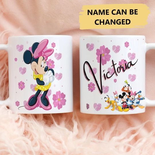 Discover Personalized Girl Mouse Pink Floral Mug, Cute Mouse Ceramic Cup