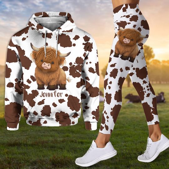 Discover Just A Girl Who Loves Highland Cow - Personalized Highland Cow Hoodie and Leggings