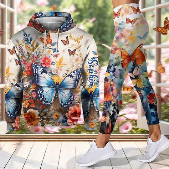Discover Colorful Butterfly - Personalized Butterfly Hoodie and Leggings HL279