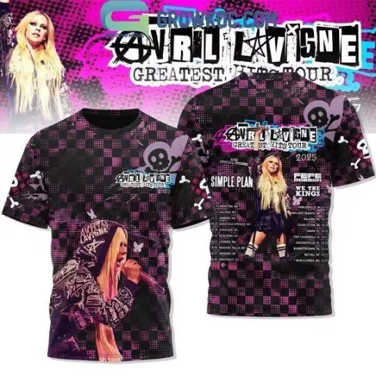 Discover Avril Lavigne Tour 2025 The Greatest Hits Tour Celebration 3D T-Shirt
