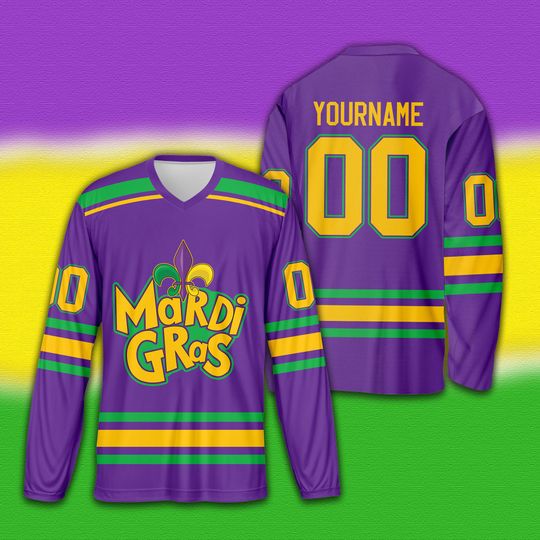 Discover Personalized Mardi Gras Ice Hockey Jersey, Custom Fleur De Lis Hockey
