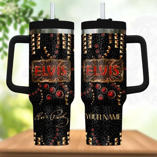 Discover Elvis Presley Music Tumbler 40oz, Elvis King Stainless Tumbler With Handle
