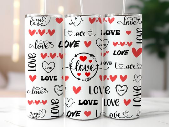 Discover Valentines Love Hearts 20oz Skinny Tumbler