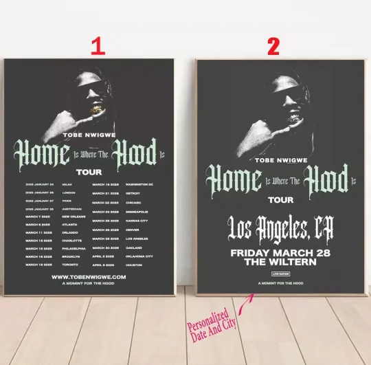Discover Custom Tobe Nwigwe Home is Where the Hood Is Tour 2025 Poster, Gift For Fans