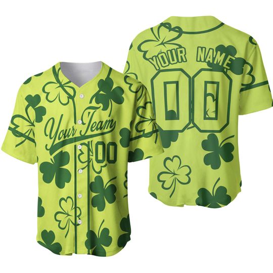 Discover Personalized St Patrick's Day Baseball Jersey, Shamrock Baseball Jersey Gift