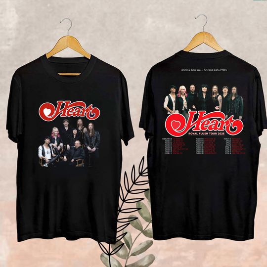 Discover Heart Band Graphic Tour Shirt - Royal Flush 2025 Fan Merchandise