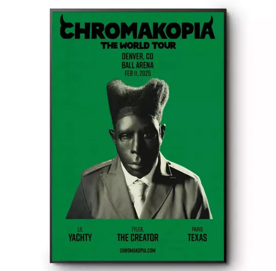 Discover Tyler, the Creator Feb 11 In Denver, CO Tour Chromakopia 2025 Poster