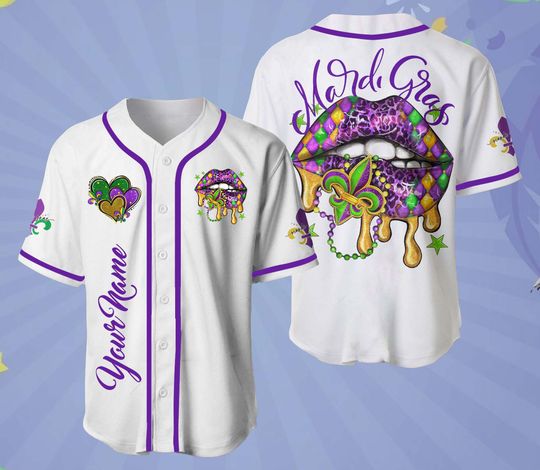 Discover Mardi Gras Shirt, Custom Name And Number Baseball Jersey, Personalized Mardi Gras