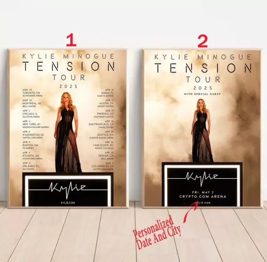 Discover Custom Kylie Minogue TENSION TOUR 2025 Tour US Poster