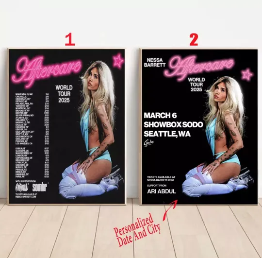 Discover Custom Nessa Barrett Aftercare World Tour 2025 Poster, Gift For Fans
