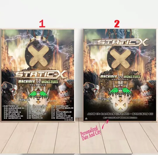 Discover Custom Static-X Announce 2025 Tour Poster, Gift For Fans