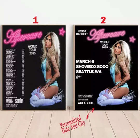 Discover Custom Nessa Barrett Aftercare World Tour 2025 Poster, Gift For Fans