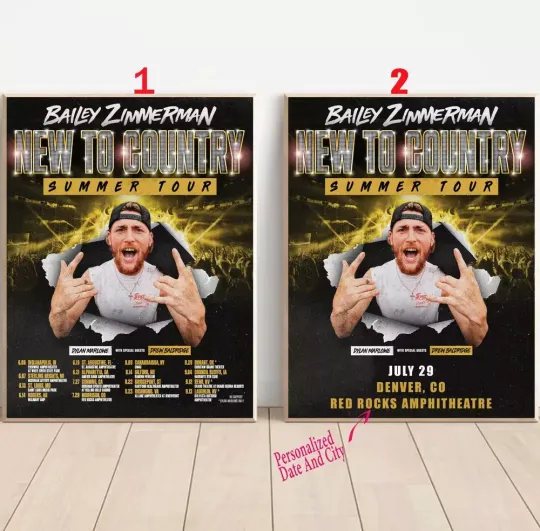 Discover Custom Bailey Zimmerman Announces Summer 2025 U.S Tour Poster, Gift For Fans
