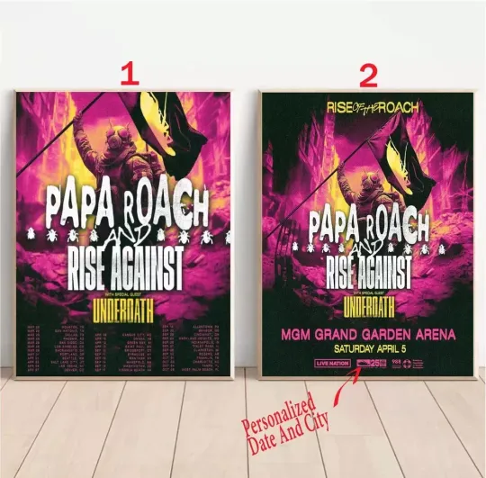 Discover Custom Papa Roach + Rise Against + Underoath Tour 2025 Poster, Gift For Fans