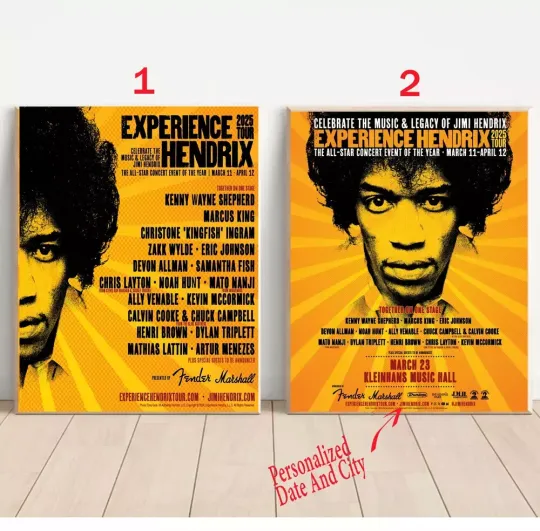 Discover Custom 2025 Experience Hendrix Tour Poster, Gift For Fans