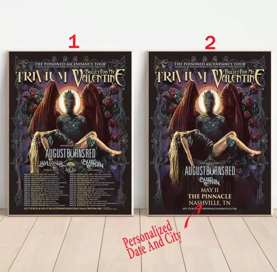 Discover Custom Bullet for My Valentine and Trivium North American Tour 2025 Poster