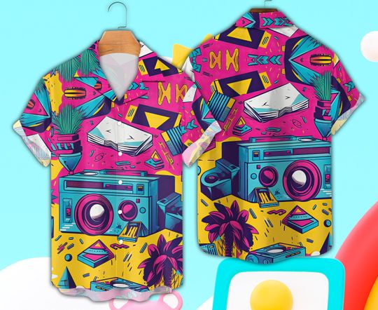 Discover 80s 90s Style Bowling Hawaiian Shirt, Summer Beach Button Down Shirt B