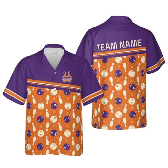 Discover Personalized Name Bowling Hawaiian Shirt, Custom Bowling Team Button Down Shirt