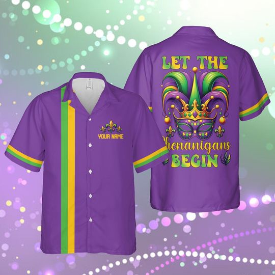 Discover Personalized Name Mardi Gras Hawaiian Shirt, Custom Fleur De Lis