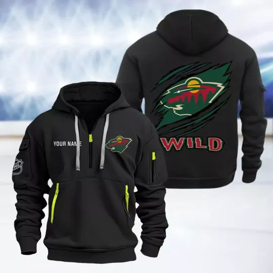 Discover Personalized Name Minnesota Wild Quarter Zip Hoodie