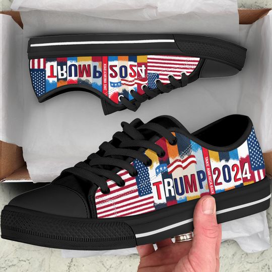 Discover Trump 2024 Take American Back Donald Trump Fan Low Top Canvas Shoes