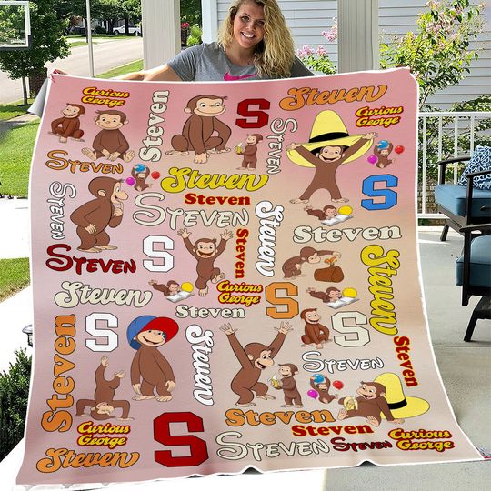 Discover Personalized Curious George Blanket, Curious George Blanket, Custom Name Blanket