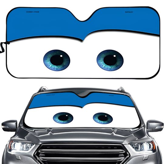 Discover Aluminium Foil Cartoon Car Blue Front Windshield Sun Shade Big Eyes