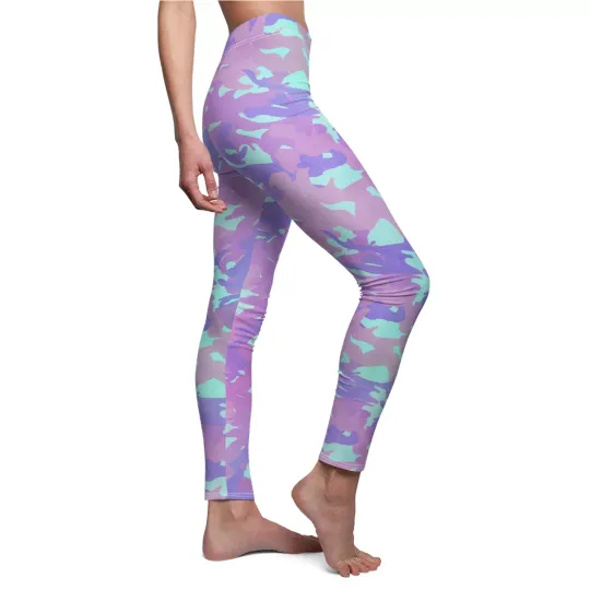Discover Pastel Camouflage Leggings, Women's Yoga Pants, Soft Patterned Leggings